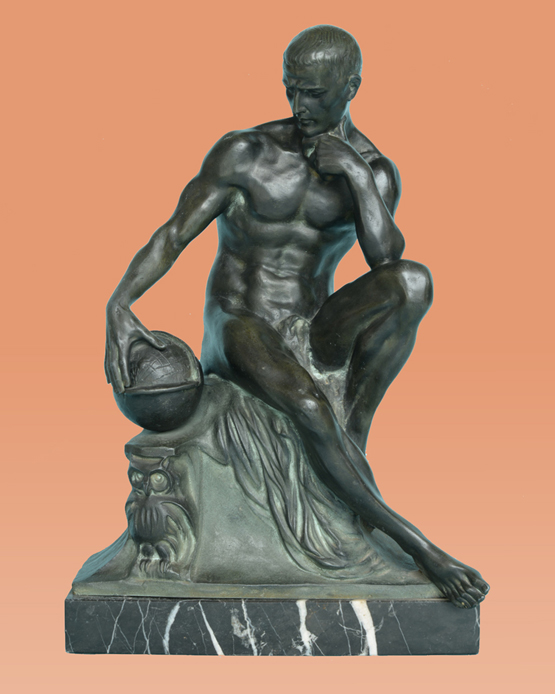 Bronzefigur Mann auf Weltkugel  Berlin